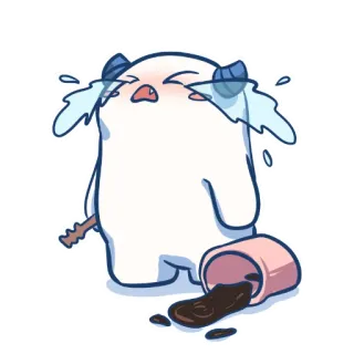 😭 crying, sad, upset, spilled drink, emotional, cartoon, tears telegram sticker