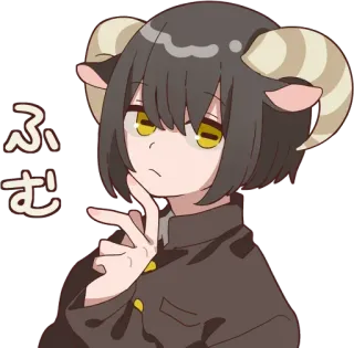 🤔 ふむ Anime, Oveja, Cuernos, Pensando, Lindo, Japonés whatsapp sticker