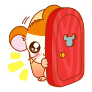 😊 chuột hamster, dễ thương, cửa, hoạt hình, động vật telegram sticker
