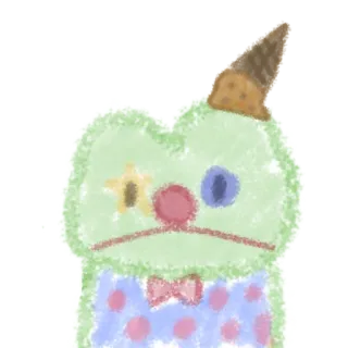 🤡 gato, palhaço, fofo, cone de sorvete, estrela, gravata borboleta, desenho animado telegram sticker