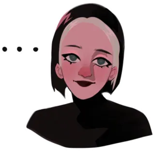 🙂 ... desenho animado, personagem, expressão, menina, pensando telegram sticker