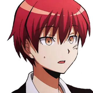 😅 Karma Akabane Assassination Classroom anime, red hair, character, school, student, Karma telegram sticker
