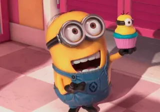 😍 Minion Despicable Me minion, cartoon, character, yellow, cupcake telegram sticker