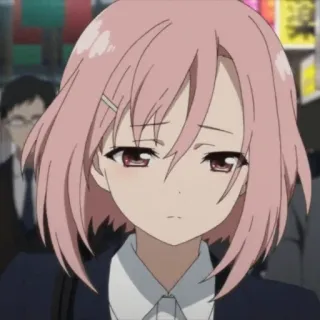 😔 Anime, Mädchen, pinke Haare, süß telegram sticker