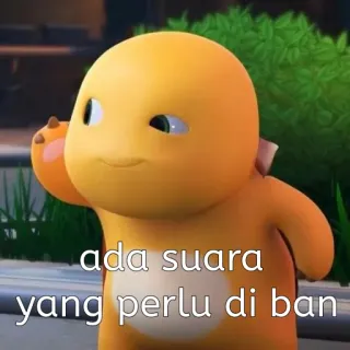 🤨 ada suara yang perlu di ban cartoon, dinosaur, animated, cute, orange whatsapp sticker