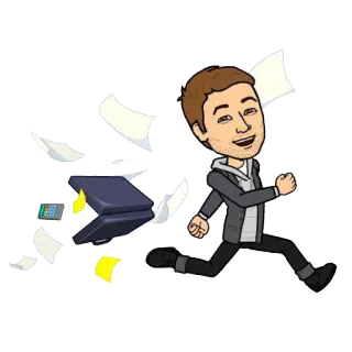 🏃 Hoạt hình, Chạy, Giấy tờ, Bitmoji, Trốn thoát, Doanh nhân whatsapp sticker