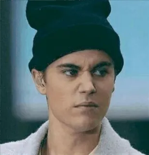 😣 Justin Bieber 有名人, 歌手, ポップスター, ポートレート, ニット帽, 若い telegram sticker