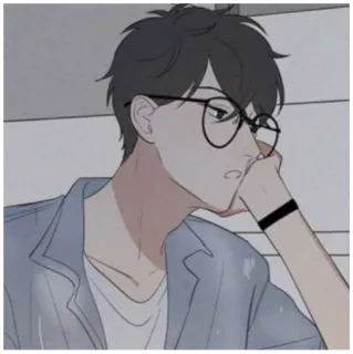 😒 kreskówka, mężczyzna, okulary, męski, anime, postać, ilustracja telegram sticker