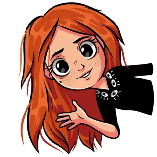 👋 만화, 소녀, 빨간 머리, 캐릭터, 스티커 telegram sticker