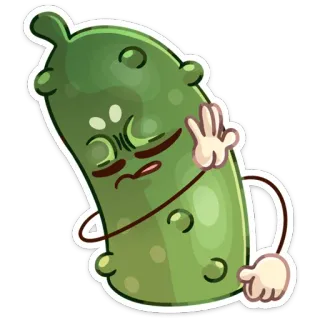 🙅‍♂ cornichon, dessin animé, nourriture, drôle, geste, personnage, humour whatsapp sticker