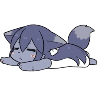 😑 cat, sleepy, cute, sleeping, kawaii, anime telegram sticker