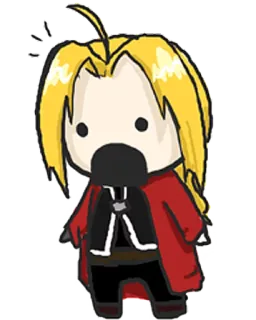 😧 Edward Elric Fullmetal Alchemist anime, manga, chibi, sticker, Edward Elric, Fullmetal Alchemist, cartoon telegram sticker