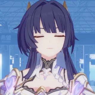 🫀 希望 animé, fille, cheveux violets, yeux fermés, espoir whatsapp sticker