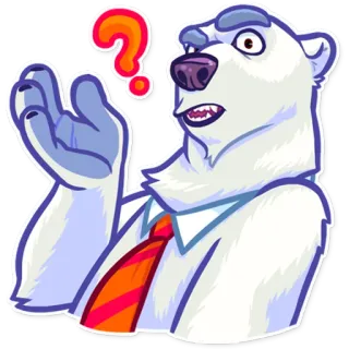 ❓ oso polar, signo de interrogación, corbata, dibujo animado, emoji whatsapp sticker