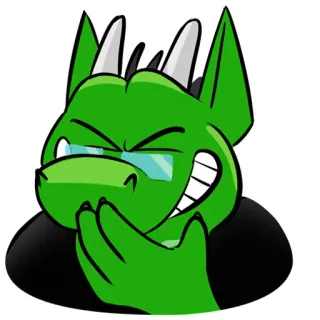 😄 용, 초록색, 캐릭터, 안경, 웃는, 만화 telegram sticker