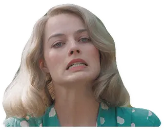 😬 femme, blonde, portrait, Margot Robbie whatsapp sticker