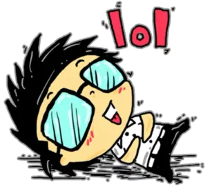 😂 lol desenho animado, lol, rindo, engraçado, expressão, quadrinhos whatsapp sticker