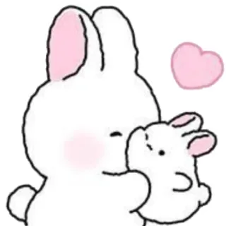 💕 lapin, mignon, dessin animé, animal, amour, coeur whatsapp sticker