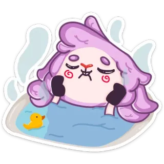 🛀 mouton, bain, canard, canard en caoutchouc, mignon, dessin animé, relaxation telegram sticker