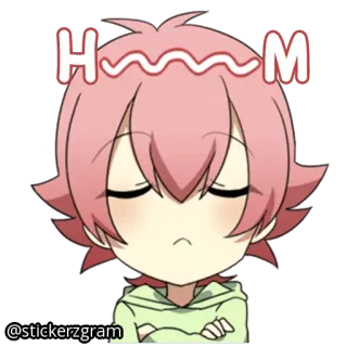 🤔 HMM хмм, думает, аниме, манга, милый, выражение telegram sticker