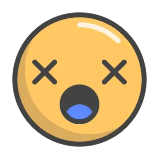 😵 Choc, Surprise, Emoji, Visage, Dessin animé, Mort telegram sticker