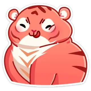 🍴 เสือ, สัตว์, น่ารัก, การ์ตูน, สีชมพู, สติกเกอร์ telegram sticker