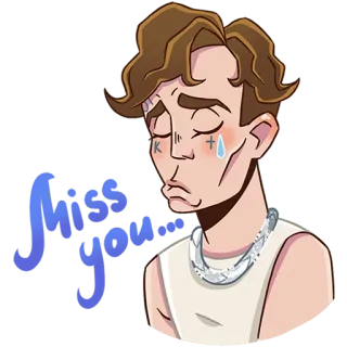 😢 Miss you! manque, triste, personnage, larme, émotion, autocollant, personne, dessin animé telegram sticker