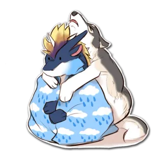 👨‍👦 wolf, dragon, hug, animal, cartoon, cute, friendship telegram sticker