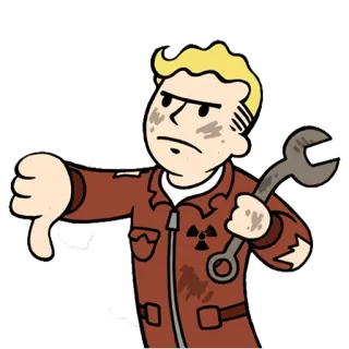 👎 Vault Boy Fallout videojuego, Fallout, Vault Boy, pulgar abajo telegram sticker