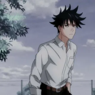 😑 Anime, Ragazzo, Serio, Camicia bianca, Recinzione telegram sticker