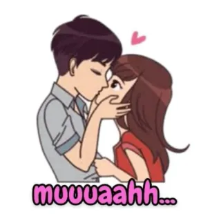 ❤ muuuaahh... kiss, couple, love, cartoon, affection, romantic telegram sticker