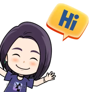 👋 Hi greeting, hello, happy, chibi, girl, cartoon telegram sticker