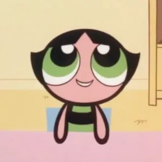 😀 Buttercup Powerpuff Girls Cartone animato, Ragazza, Verde, Animato, Carino telegram sticker