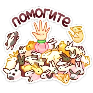🙋‍♀ Помогите coniglio, animale, carino, cartone animato, aiuto, mano, coniglietto, adesivo telegram sticker