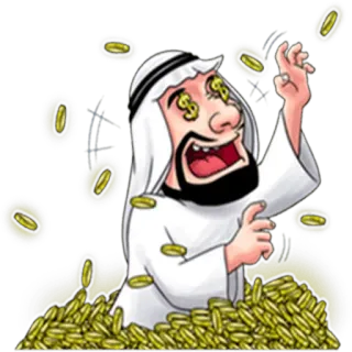 🤑 money, rich, cartoon, wealth, coins, dollar signs, arab telegram sticker