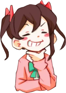🤔 аниме девушка, самодовольный, мультик, персонаж, рисунок telegram sticker