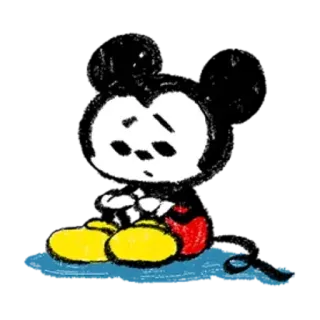 😔 Mickey Mouse topolino, cartone animato, triste, seduto, personaggio, disney whatsapp sticker