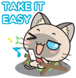 😉 TAKE IT EASY cat, relax, text, take it easy, animal, cute, casual whatsapp sticker