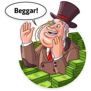 🗣 Beggar! 돈, 부자, 만화, 거지, 실크햇 telegram sticker