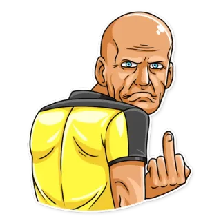 🖕 dedo corazón, ofensivo, gesto, árbitro, enfadado, calvo whatsapp sticker