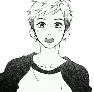 😨 Anime, Manga, Ragazzo, Adolescente, Ritratto, Illustrazione, Orecchini telegram sticker