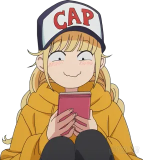 🥴 CAP Anime, Garota, Desenho animado, Boné, Adesivo, Engraçado telegram sticker