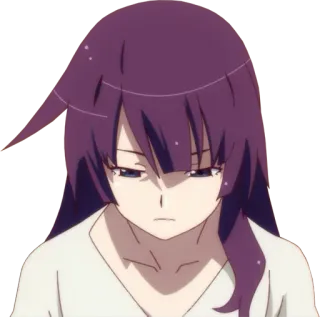 😔 Hitagi Senjougahara Monogatari anime, girl, senjougahara, hitagi telegram sticker