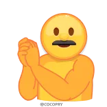 👏 อิโมจิ, ปรบมือ, หนวด, มือ, สีเหลือง telegram sticker