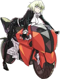 😕 anime, motorcycle, girl, riding, cartoon telegram sticker