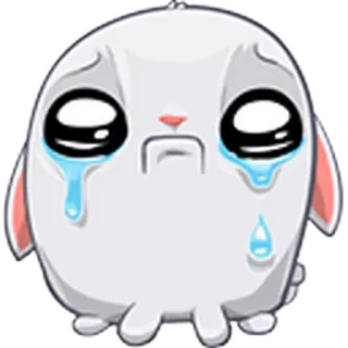 😢 bunny, rabbit, sad, crying, tears, emotion, kawaii, cute whatsapp sticker