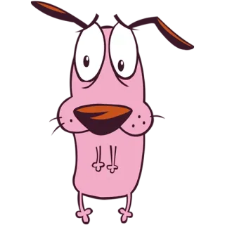 😕 Courage Courage the Cowardly Dog dessin animé, chien, effrayé, rose, courage telegram sticker