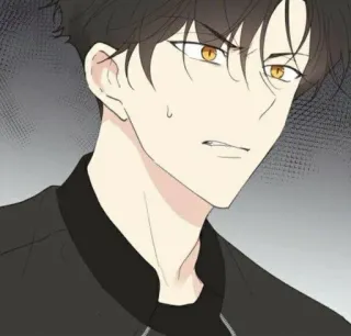 😰 uomo, ritratto, cartone animato, anime, serio, espressione telegram sticker