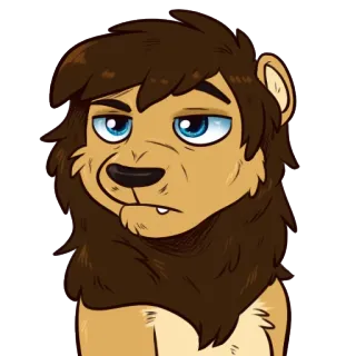 😐 león, dibujos animados, animal, mamífero, personaje, peludo telegram sticker