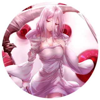 🕷 anime, girl, scythe, white dress, pink hair telegram sticker